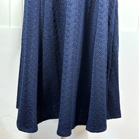 Julia Jordan Sweetheart Neck Long Sleeve Knit Dress Navy Blue Textured Size 14 - Picture 7 of 16